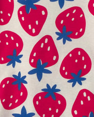 Toddler Girl Berries 100% Cotton 4-Piece Pajama Set - Red/Blue