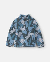 Boys Polar Bear Teddy Fleece Quarter-Zip Pullover Sweatshirt - Blue/Grey