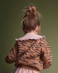 Toddler Balloon-Sleeve Pullover Sweatshirt in Tiger Print - Brown