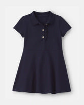 Toddler Girl Uniform Piqué Short-Sleeve Dress - Navy