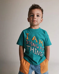 Toddler 'I Am Doing My Things' Relaxed Graphic Tee - Teal