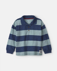 Toddler Boy Striped Long-Sleeve Henley T-Shirt - Navy Blue