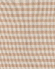 Girls Stripe Ribbed Top - Brown/Ivory