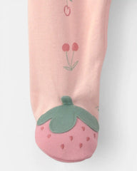 Baby Girl Strawberry 100% Cotton Sleep & Play Pajamas - Pink