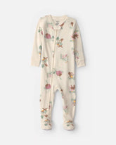 Toddler Girl 1-Piece Country Farm 100% Cotton Snug Fit Footed Pajama - Cream