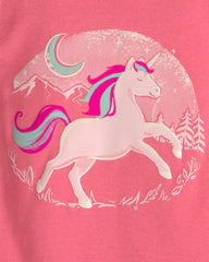 Baby Girl 4-Piece Unicorn 100% Cotton Snug Fit Pajama Set - Coral/Pink