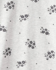 Toddler Girl Floral Relaxed Top - Grey