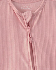 Baby Girl 2-Way Zip PurelySoft Sleep & Play Pajama - Pink