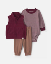 Baby Boy 3-Piece Corduroy Layering Set - Burgundy/Brown