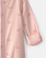 Baby Girl Sheep Long-Sleeve Sleeper Gown - Pink