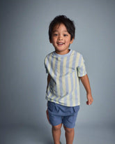 Toddler Boy Relaxed Tee in Stripes - Blue/Yellow