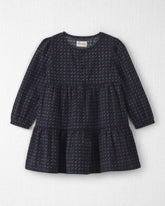 Toddler Girl Organic Cotton Dobby Dress in Navy Floral