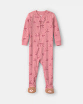 Baby Girl 1-Piece Bows 2-Way Zip 100% Cotton Snug Fit Footed Pajama - Pink