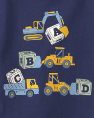 Toddler Construction Long-Sleeve Graphic Tee - Navy Blue