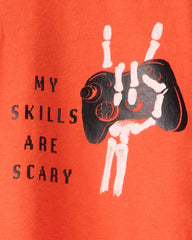 Kid Halloween Video Game Long-Sleeve Graphic Tee - Orange