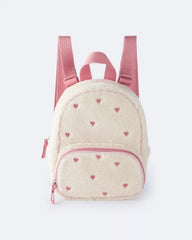 Heart Sherpa Backpack - Cream/Pink