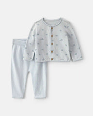 Baby Boy 2-Piece Train Long-Sleeve Top & Pant Set - Blue