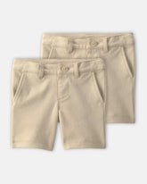 Toddler Girl 2-Pack Uniform Ponte Knit Shorts - Khaki