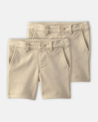 Toddler Girl 2-Pack Uniform Ponte Knit Shorts - Khaki