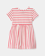Baby Girl Striped Short-Sleeve Dress - Red/Ivory