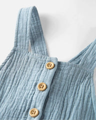 Toddler Organic Cotton Gauze Overalls - Blue