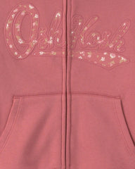 Girls Floral OshKosh Logo Fleece Zip-Up Hoodie - Pink