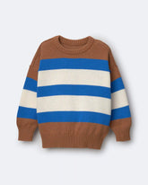 Toddler Relaxed Sweater in Stripes - Brown