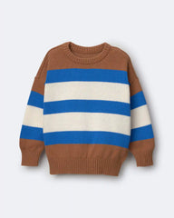 Toddler Relaxed Sweater in Stripes - Brown