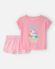 Girls 2-Piece Hello Kitty® Short-Sleeve Pajama Set - Pink