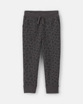 Toddler Girl Leopard Fleece Joggers - Black