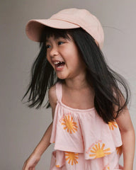 Toddler Girl Off Shoulder Flowy Top in Sunny Life Print - Light Pink