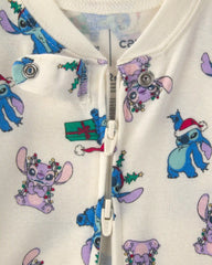 Baby 1-Piece Stitch Christmas 2-Way Zip 100% Cotton Snug Fit Footed Pajama - Ivory