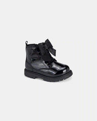 Girls Bow Combat Boots - Black