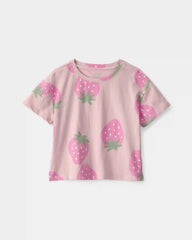 Toddler Girl Strawberry Relaxed Top - Pink