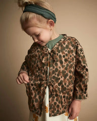 Toddler Girl Bow Jacket in Leopard - Brown