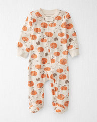Baby Organic Cotton Sleep & Play Pajamas in Harvest Pumpkins