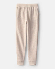 Girls Heart Drawstring Knit Joggers - Cream