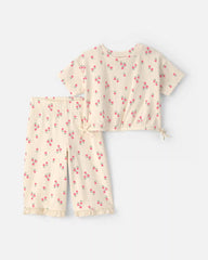 Baby Girl 2-Piece Short-Sleeve Top & Pant Set - Cream