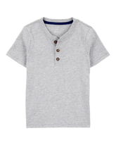 Baby Boy Short-Sleeve Henley Tee - Grey