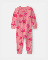 Toddler Girl Pufferfish 100% Cotton 1-Piece Pajama - Coral