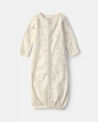 Baby Bear Long-Sleeve Sleeper Gown - Cream