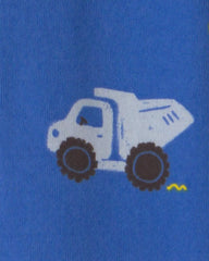 Toddler Boy 1-Piece Construction 100% Cotton Snug Fit Footed Pajama - Blue