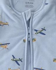 Baby Boy Plane 2-Way Zip PurelySoft Wearable Blanket - Blue