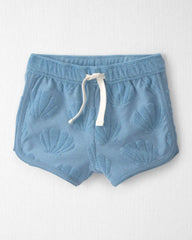 Baby Girl 2-Piece Terry Top & Short Set Made with Organic Cotton in Blue Seashells