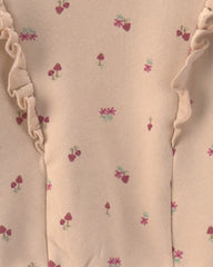 Girls 2-Piece Floral Fleece Long-Sleeve Top & Pant Set - Cream/Red