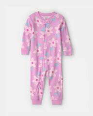 Toddler Girl Floral 100% Cotton Snug Fit 1-Piece Pajama - Pink