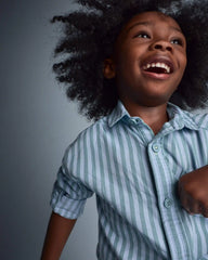 Toddler Boy Button-Down Long-Sleeve Shirt in Stripes - Blue