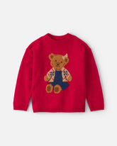 Toddler Girl Bear Sweater - Red