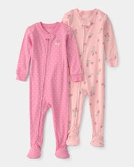 Baby Girl 2-Pack Strawberry Floral Snug Fit 1-Piece Pajama - Pink