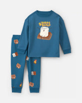 Toddler Boy 2-Piece 'S'More Fun' Fleece Snug Fit Pajama Set - Blue